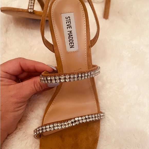 Steven Madden, camel colored, rhinestone strap sandals. - Picture 11 of 11